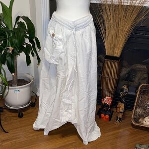 Wide Leg White Women's Pants